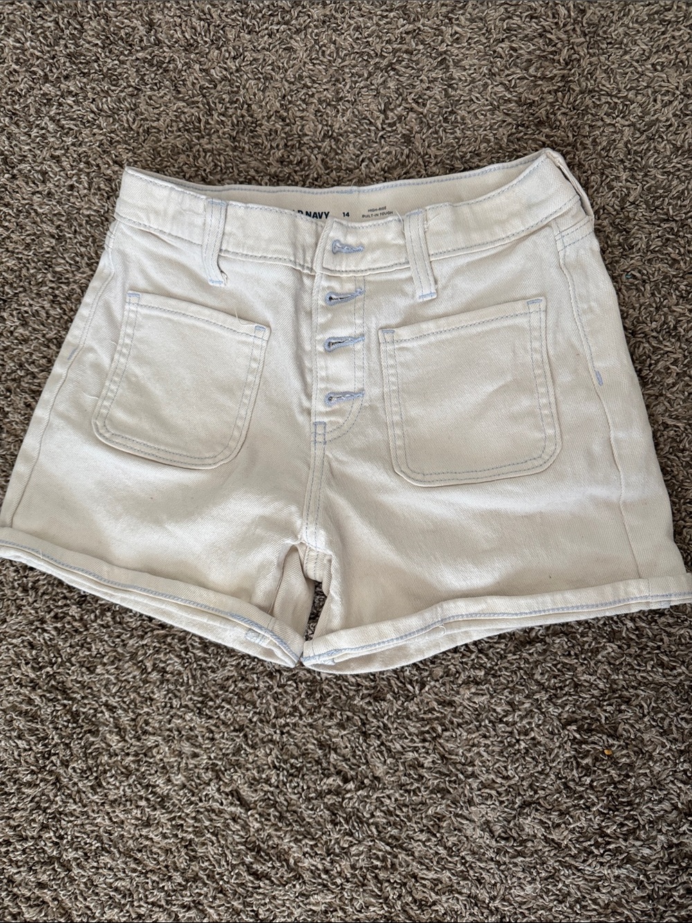 Old Navy Cream Button-Fly Denim Shorts